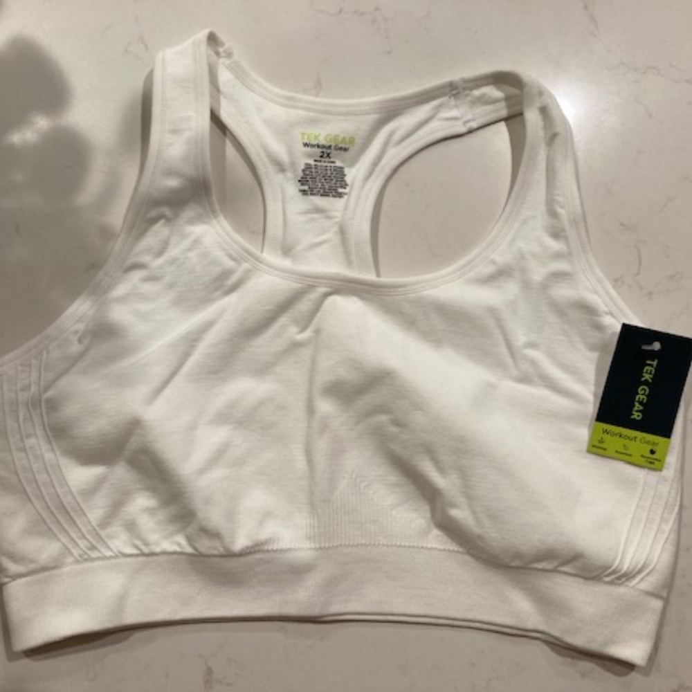 NWT Tek Gear White Sports Bra Size 2X